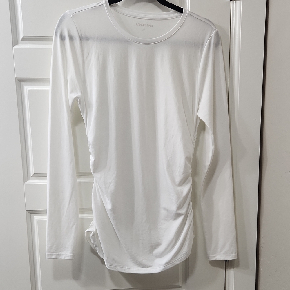 NWOT - Lands' End Long Sleeve Crewneck Maternity Top - White